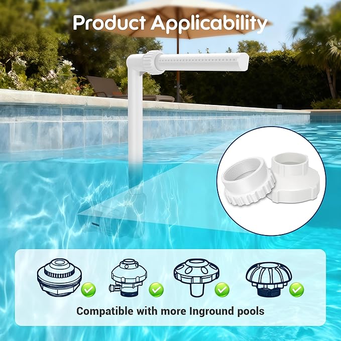 Pool Fountain for Inground Swimming Pool, Adjustable Pool Water Sprinkler, Fits Most 1.5" Return Jets, Pools Swimming Cooling & Decor Relaxation