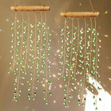 Suncalla 2 Pcs Crystal Suncatchers for Window Boho Decor Hanging Sun Catcher Making Rainbow Green Plants Artificial Crystal Prisms Wind Chime with Chain for Garden Home Wedding Ornament Gift