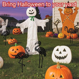 4pcs Halloween Skeleton Flamingo Yard Decorations, Skull Zombie Spooky Flamingo with Metal Stakes for Lawn Graveyard Outdoor & Halloween Outside Garden Ornaments (Black)