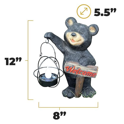 VP Home | Welcome Sign Bear Solar Powered LED - Garden Statue Decor - Outdoor Bear Figurines - Garden Light - Front Yard Decor - Funny Figurine Decor for Outside House, Patio, Yard, and Lawn