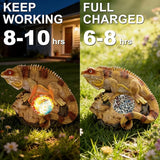 Solar Chameleon Garden Statues Decor for Outdoor, Khaki Chameleon Figurine Lights for Lawn Patio Yard Decoration - Unique Christmas Housewarming Gifts for Grandma Wowen Mom