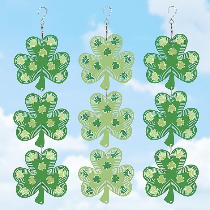 Wind Spinners Outdoor, Bird Repellent，3D Clover Hanging, 15 inches, Kinetic, Stainless-Steel Metal, Indoor and Outdoor Decoration for Garden, Patio, Yard, Gift for Women Mom Wife.