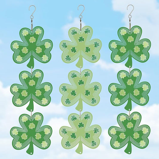 Wind Spinners Outdoor, Bird Repellent，3D Clover Hanging, 15 inches, Kinetic, Stainless-Steel Metal, Indoor and Outdoor Decoration for Garden, Patio, Yard, Gift for Women Mom Wife.