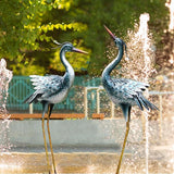 chisheen Large Garden Crane Statues Outdoor Sculptures, Metal Yard Art Heron Decor Standing for Indoor Outdoor Decor, Bird Statues for Patio Lawn Porch Decorations, Set of 2