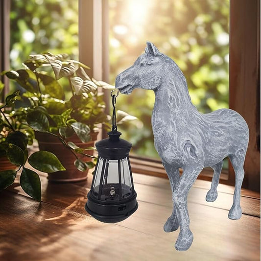 Horse Garden Statue with Solar Lantern,Garden Outdoor Horse Figurines Decor for Farmhouse Patio Yard Lawn Home Gifts for Mom Grandma Wome Housewarming Christmas Birthday