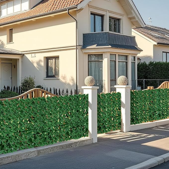 Artificial Ivy Privacy Fence Wall Screen, 39 x 118 in Garden Fake Hanging Plants Vines, Aesthetic Faux Greenery Garland Leaves with Strengthened Joint Prevent Leaves Falling Off for Outdoor Decor