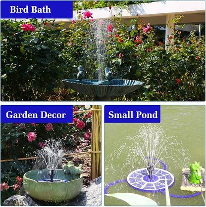 AISITIN 3.5W Solar Fountain Built-in 1800mAh Battery, Solar Bird Bath Fountains with 8 Nozzles, Solar Water Pump for Garden Birdbath Pool Fish Tank Pond and Outdoor (Purple)