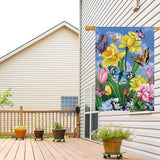 Louise Maelys Spring Garden Flag 28x40 Double Sided Vertical, Burlap Large Butterfly Floral Flower Welcome Yard House Outside Outdoor Summer Decoration