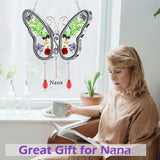 Nana Gift Butterfly Suncatcher for Window Hanging Sun Catchers Ornament with Pressed Flower Nana Heart Charm Birthdays Gift for Women for Nana Gift for Grandma