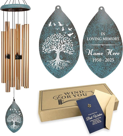 ASTARIN Sympathy Wind Chimes Personalized, Tree Life Sympathy Gifts Wind Chime for Loss of Loved Mom/Dad, Commemorative Wind Chimes for Condolences/Funeral, Outside Decor(Produced in USA)