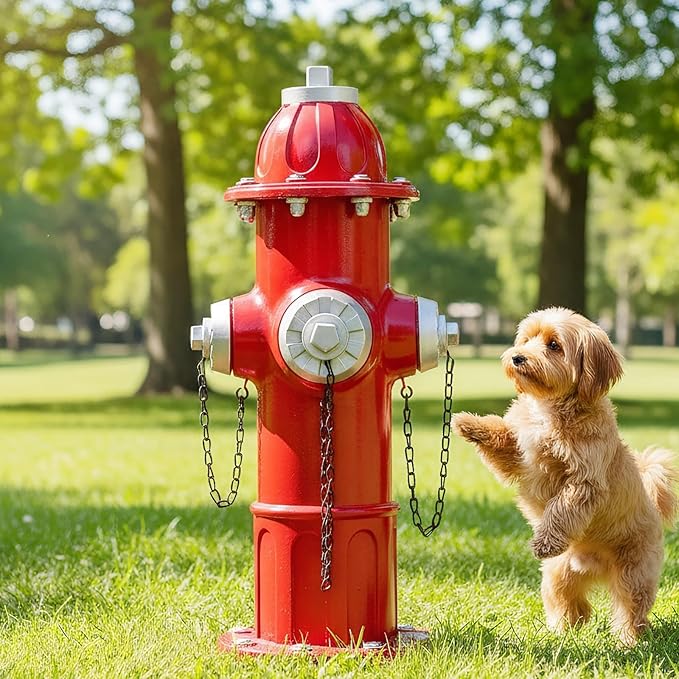 Realistic Resin Fire Hydrant Statue for Potty Training Dogs - Dog Fire Hydrant Pee Post, Weather-Resistant Garden Decor,Outdoor Garden & Lawn Ornament (Suitable for Any Size Dogs;21In)