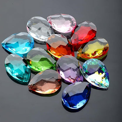 H&D HYALINE & DORA 10pcs Bauhinia Crystal Suncatcher Prisms Chandelier Beads Replacement 38mm Hanging Crystals Ornament Pendant for Window Wedding Party Decor,Cyan Blue