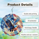 Eagle Flag Wind Spinner Outdoor, USA 250th Anniversary Wind Chime, 8 Inch 3D Metal Garden Wind Spinner, Stainless Steel Patriotic Yard Hanging Decor Gift