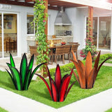 Metal Yard Art, Agave Plant Yard Decorations Outdoor Sculpture, Metal Flowers for Outside (Green)