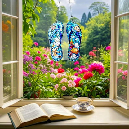 Slippers Shells Starfish Ornaments Colorful Window Hanging Decorations Home Wall Decor for Indoor Outdoor