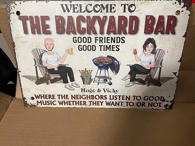 Personalized Classic Metal Sign - Welcome to Patio Bar Grilling Listen to The Good Music Couple Husband Wife Custom Wall Decor for Home Gate Garden Bars Sign Gift vintage metal signs Wall Decoration
