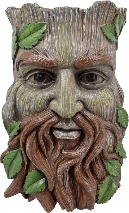 Arcadia Garden Products Large Whimsical Tree Face Planter, 7.5"x11.8", Outdoor Tree Hugger, Man Spirit Sculpture for Garden Art Decor, Birdfeeder, Hangs on Trees, Fences or Walls, Hawthorn