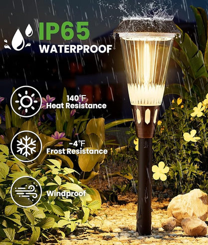 BITPOTT 2-in-1 Warm&Cool Solar Pathway Lights Outdoor, 2 Pack Solar Garden Lights Waterproof IP65, Auto On/Off Outdoor Light for Yard Garden Walkway Landscape Lighting