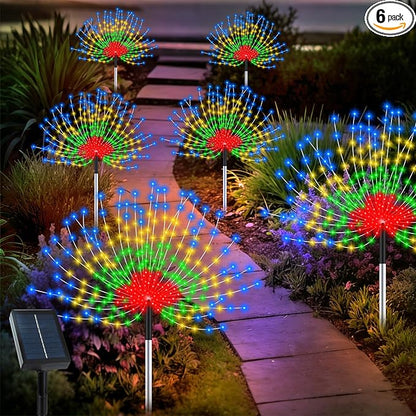 echosari Outdoor Solar Garden Lights, Total 6 Pack 720 LED Firework Light with 8 Modes IP65 Waterproof Solar Landscape Lights for Backyard Patio Pathway Lawn (Multicolor)