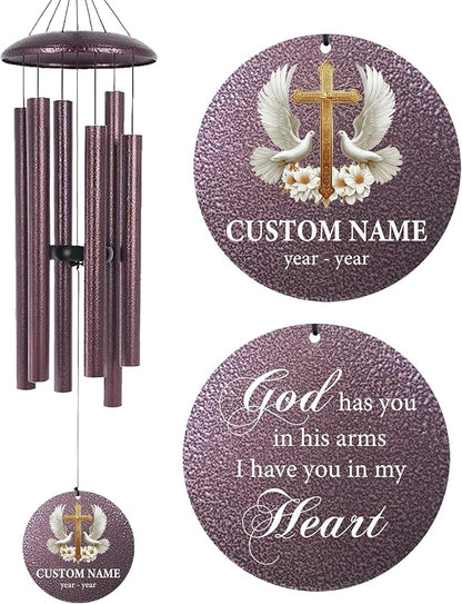 Memorial Wind Chimes Personalized for Outside, Deep Tone Wind Chime Memorial Gifts for Sympathy Bereavement Remember, Gift for Loss of Lover Mother Father Produced in USA