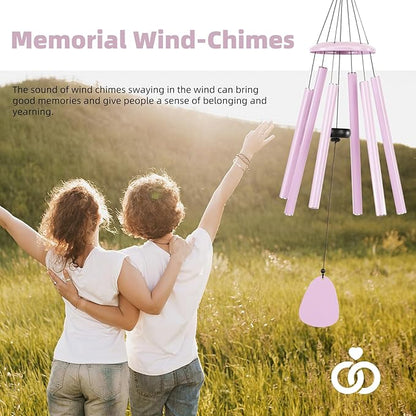FSVGYY Wind-Chimes-Outdoor-Deep-Tone, Large Soothing Melodic Tones Windchimes, Wind Chimes for Outside, Memorial Wind Chime Best Gift for Mom Women Grandma Neighbors(32" Pink Coated Aluminum)