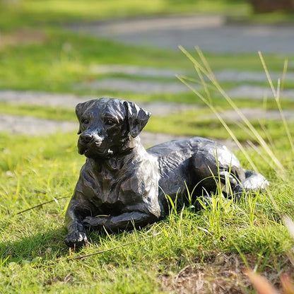 Large Labrador Dog Statues Outdoor – 16.75inch Black Resin Labrador Memorial Statue 4.1lb Décor Sculpture Large lab Outdoor Figurines for Dog Lovers 16.75L*9.75W*9.5H