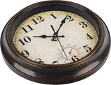 Outdoor Clocks Waterproof with Thermometer Combo Vintage Rustic Wall Clock for Patio Pool Bathroom Kitchen(8 Inch,Bronze)