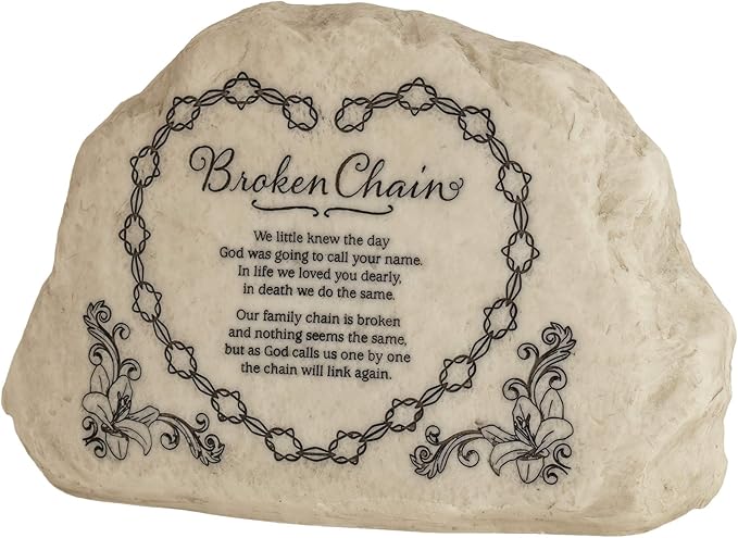 Dicksons Broken Chains Poem Grey Memorial 6 x 9 Resin Outdoor Garden Stone