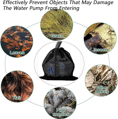 2 Pcs 11.8" x 15.4" Pond Pump Filter Bag - Pond Pump Cover with Drawstring Pond Mesh Pump Barrier Bags for Outdoor Water Ponds Filters, Water Filter Pump, Outdoor Ponds, Garden, Swimming Pool