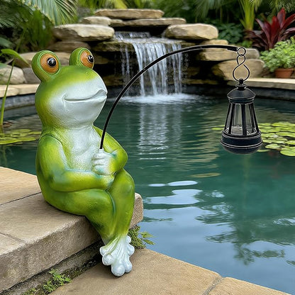 Teaeeno Solar Garden Statues Loving Frog Garden Decor Figurine Lights for Outside, Yard Decorations Outdoor Patio Decor, Gardening Gifts for Women
