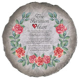 Magnolia Garden 10-Inch Reunion Heart Decorative Stepping Stone – Memorial Poem Resin Garden Tile – Pink Watercolor Rose Sympathy Outdoor Accent