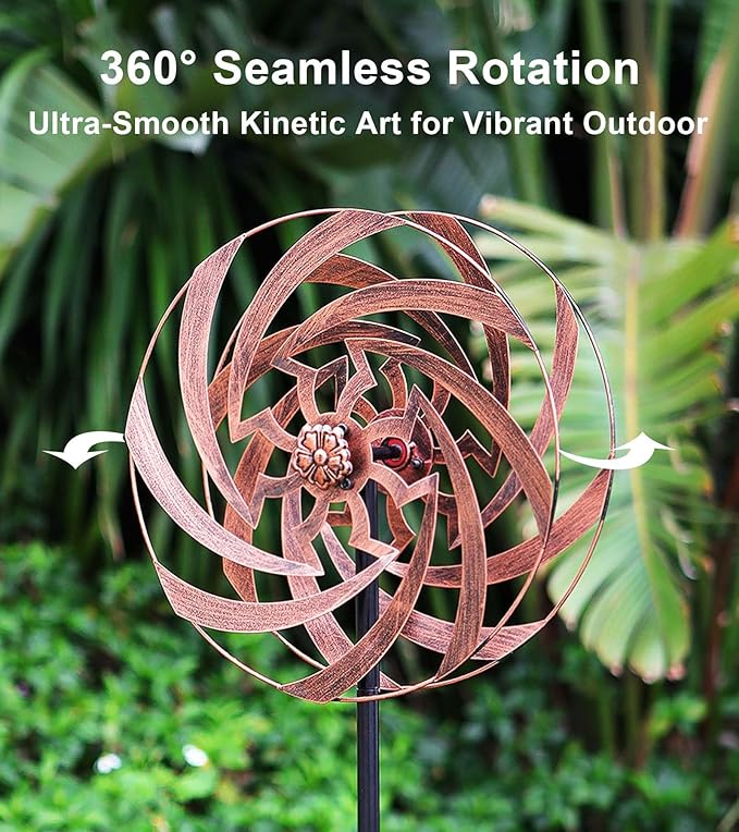 Wind Spinners for Yard and Garden Decor, Metal Kinetic Wind Sculptures Perfect for Outdoor Lawn Patio Decoration 63 x 13