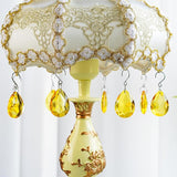 H&D HYALINE & DORA 10pcs Bauhinia Crystal Suncatcher Prisms Chandelier Beads Replacement 38mm Hanging Crystals Ornament Pendant for Window Wedding Party Decor,Yellow