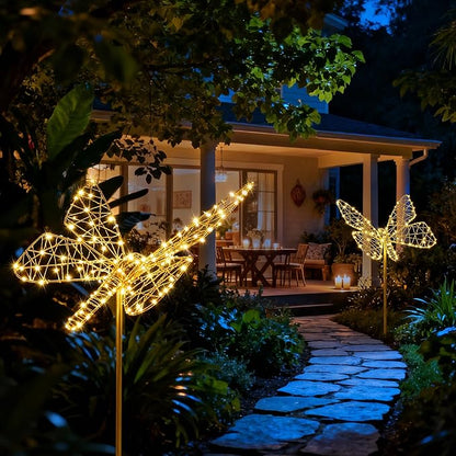 Flacchi Solar Garden Lights Outdoo Waterproofr - Butterfly Decor with 240LED, Solar Powered Iron Easy to Install for Pathway Garden Decorations Patio Decor Yard Decoration