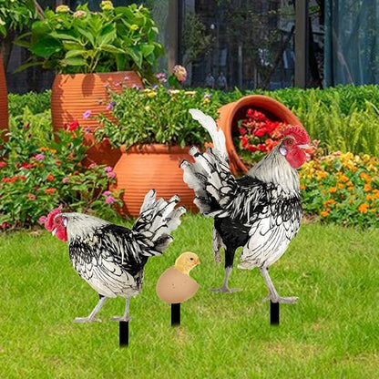 3Pcs Chicken Decorative Garden Stakes Yard Art Decor Outdoor Decoration Acrylic Ornaments Animal Stakes for Landscape Outside