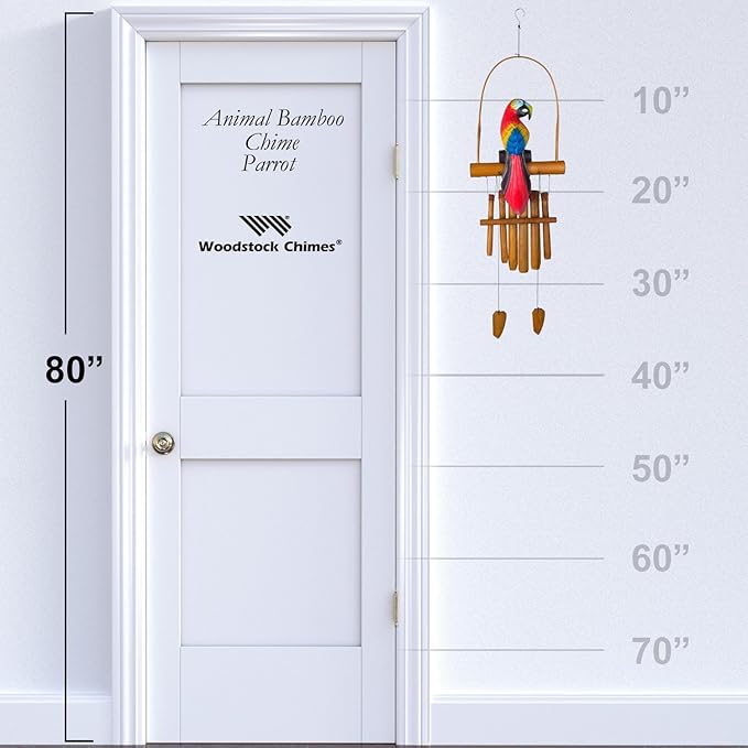 Woodstock Chimes Asli Arts Collection, Parrot Bamboo Chime, 36'' Bamboo Wind Chimes for Outdoor, Patio, Home or Garden Décor (CPA437)