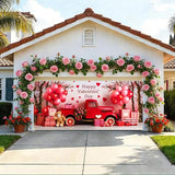 Valentine Garage Door Banner 157.5x70.9in Large Love Garage Door Cover Outdoor Valentine Decorations for House Exterior Yard Party Backdrop with Grommets and Rope