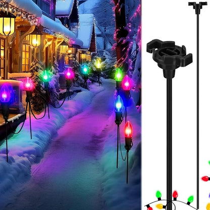 Gisafai 24 Pcs 15 Inch Christmas Light Stakes Universal Yard Lawn Holiday for C9 or C7 Light Stakes for Christmas Garden Ground Pathway Driveways Decoration (Black)