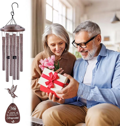 Thank You Wind Chimes for Outside: Thank You Gifts for Men Women, Mental Hummingbird Wind Chime, Thoughtful Appreciation Gift Set for Mom Friends Coworker Employee Teacher