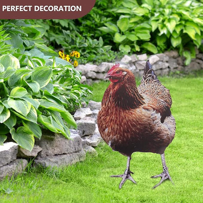 Happyyami 2Pcs Acrylic Chicken Yard Art - Decorative Hen Lawn Stakes for Garden Decoration, Outdoor Decor for Patio and Yard, Acrylic Flat Surface