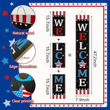 Patriotic 4th of July Independence Day Porch Sign Decor Memorial Day Wooden Hanging Sign Door Porch Standing Decorative Signs Plaques Front Door Farmhouse Outdoor Indoor Welcome Sign Wall Craft Decor 47.2"H