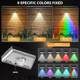 Solar Fence Lights,Warm White & Cool White & RGB 7Colors ＆ Color Changing Mode IP65 Waterproof Solar Lights Outdoor, Solar Deck Lights for Outside/Patio/Backyard/Wall/Pool/Fence/Railing/Step(12Pack)
