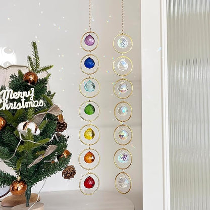 7 Chakra Crystal Suncatcher, Healing Chakra Window Ornament, 30mm Crystal Ball Sun Catcher, Hanging Rainbow Maker, Meditation, Fengshui, Yoga (AB Colors)