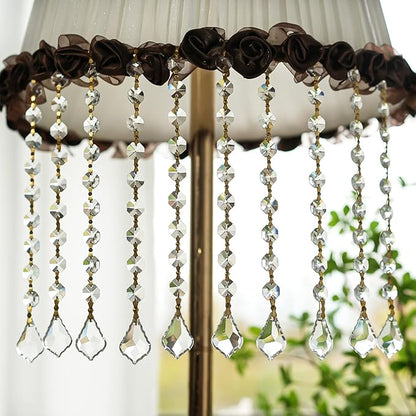 10pcs Crystal Garland Strands Hanging Glass Chandelier Beads Chains Crystal Chandelier Replacements Wedding Decoration for Christmas Party Gold Pinning