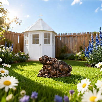Rabbit Garden Outdoor Statue Resin Easter Bunny Statues for Home, Living Room Decoration, Garden Decor,Antique Bronze