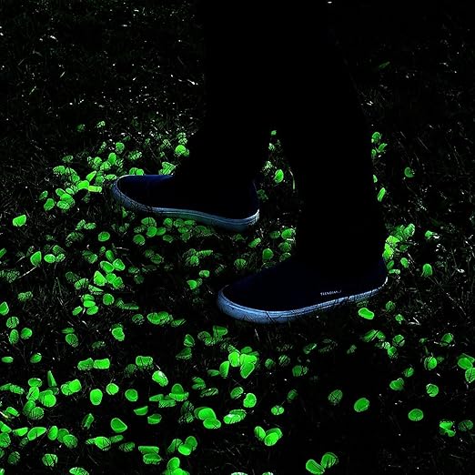 150pcs Glow in the Dark Garden Pebbles for Walkways and Decor (Green)