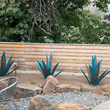 Juesi Metal Yard Art - Metal Agave Plants for Outdoors, Garden Sculpture Metal Arts for Yard Lawn Patio (10.6" X 2.5", Sky Blue)