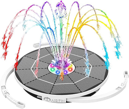 AISITIN Solar Fountain with Lights, 3.5W Solar Water Fountain with 1500mAh Battery Backup & 6 Nozzles, LED Solar Water Pump for Bird Bath, Outdoor, Pond, Pool, Fish Tank & Garden
