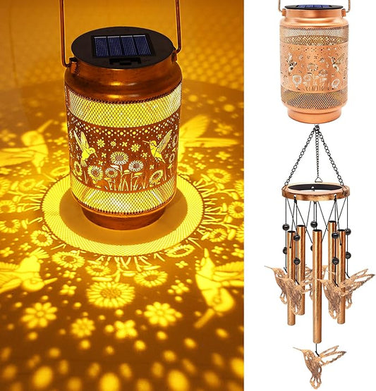 Hummingbird Solar Wind Chimes for Outside, Gifts for Mothers Day Mom Women Grandma Birthday Memorial Teacher, 32" Windchimes Outdoor Decor Hanging Solar Lantern for Garden Porch Patio Backyard