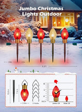 Moonflor Strawberry Jumbo C9 Christmas Pathway Lights Outdoor - 8.5 FT 5 LED Large C9 Pathway Lights, Hanging Jumbo Christmas Light Outdoor Decorations for Lawn Holiday Yard, Red & Warm White